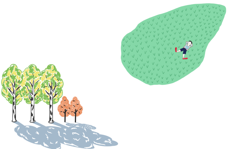 公園で寝そべる子ども