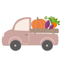 トラックの荷台の秋野菜