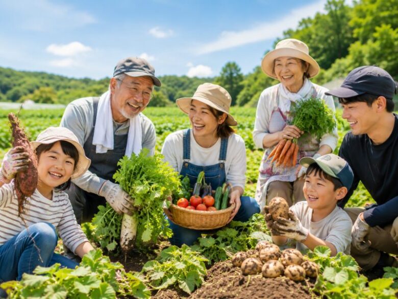 楽しそうな農業参加者